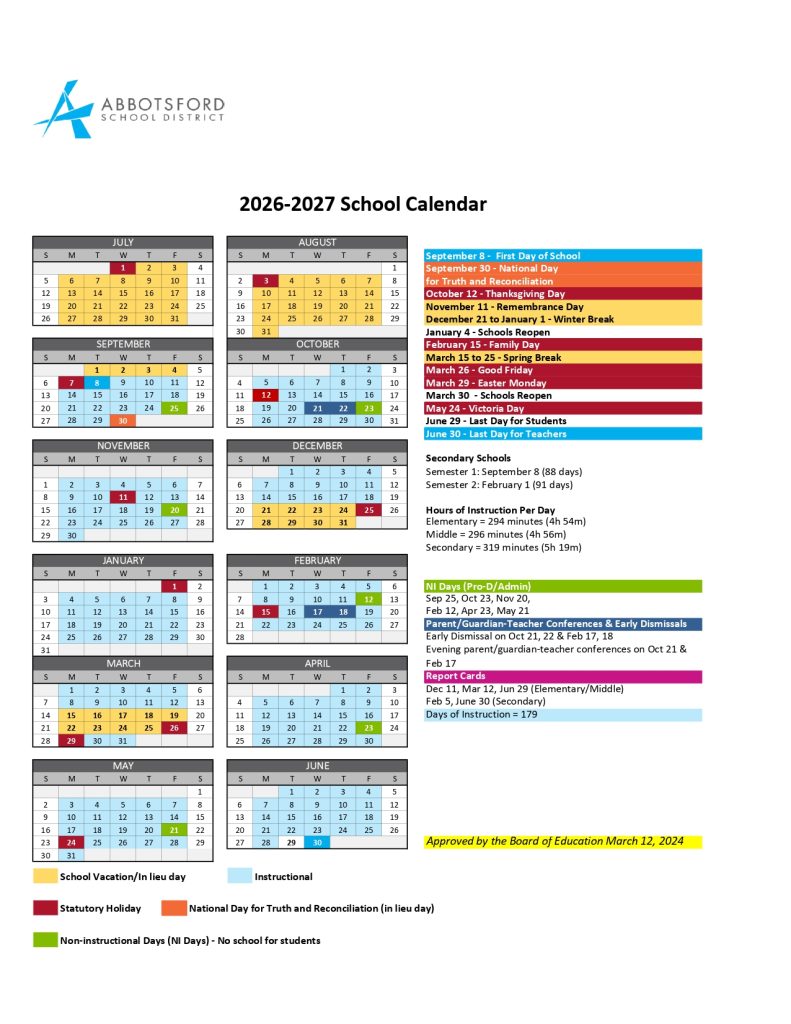 Abbotsford Public School Calendar 2026