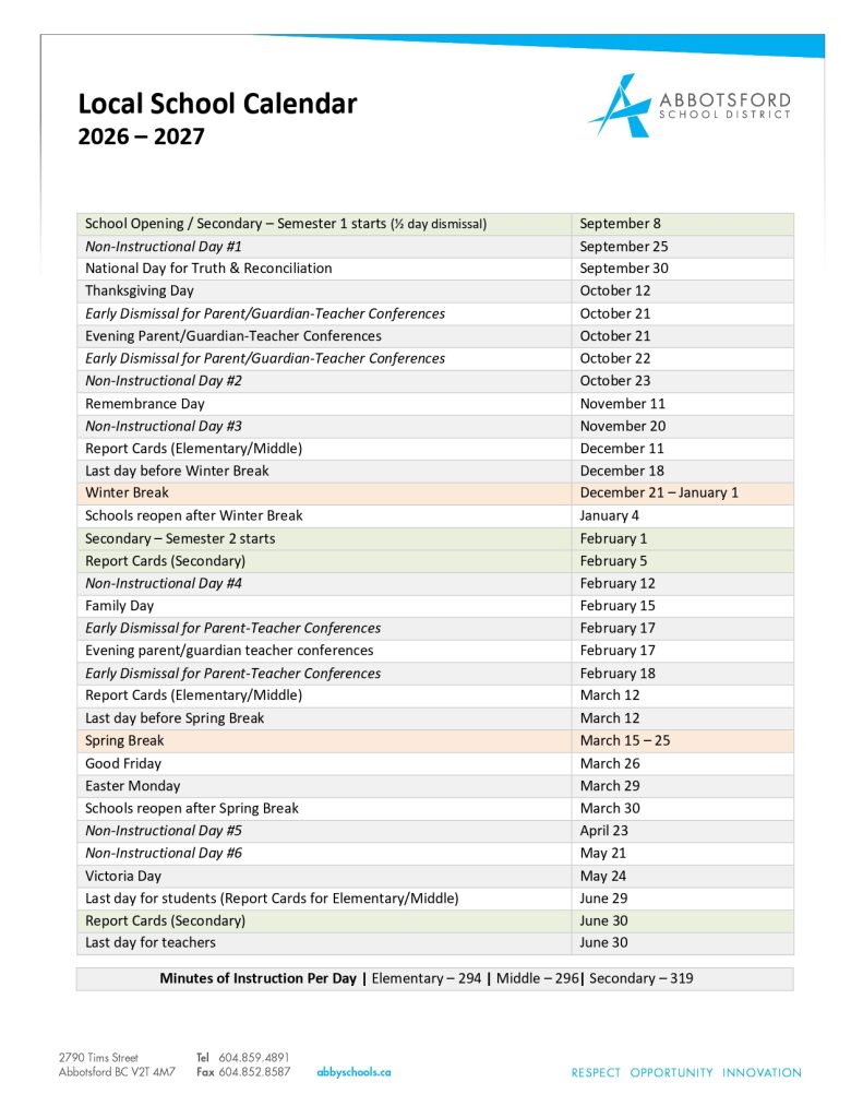 Abbotsford Public School Holidays Calendar