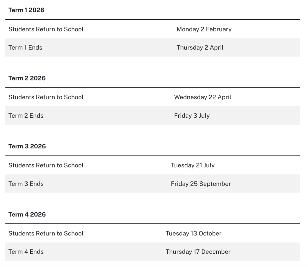 Marrickville Public School Calendar 2026