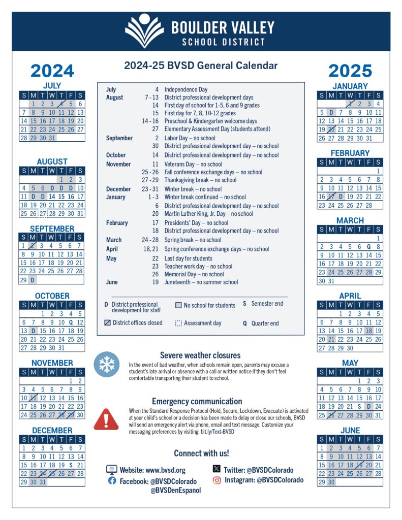 Boulder Valley School District Holidays Calendar