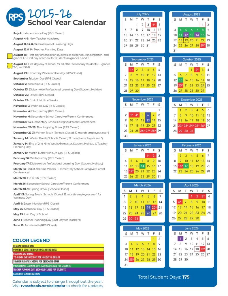 Richmond High School Calendar 2025