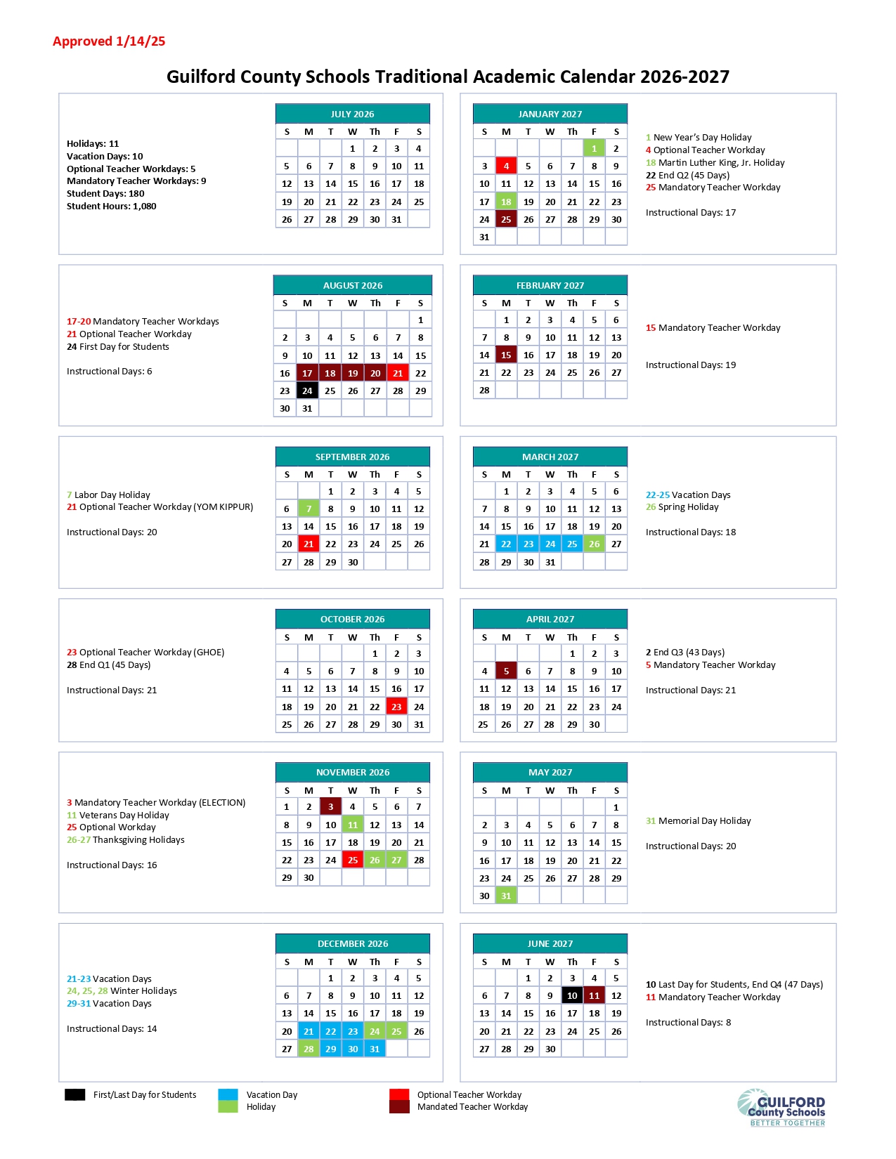 Guilford County Schools Calendar 2026