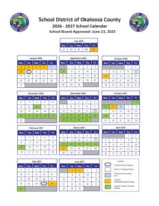 Okaloosa County Schools District Calendar 2026-2027 [PDF]